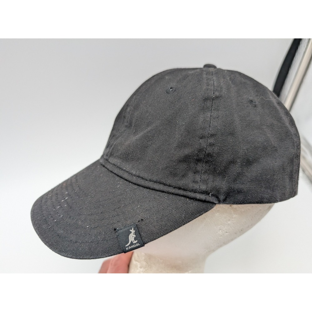 Kangol Mens Adjustable Baseball Cap Black Cotton Twill Hat Logo Buckle